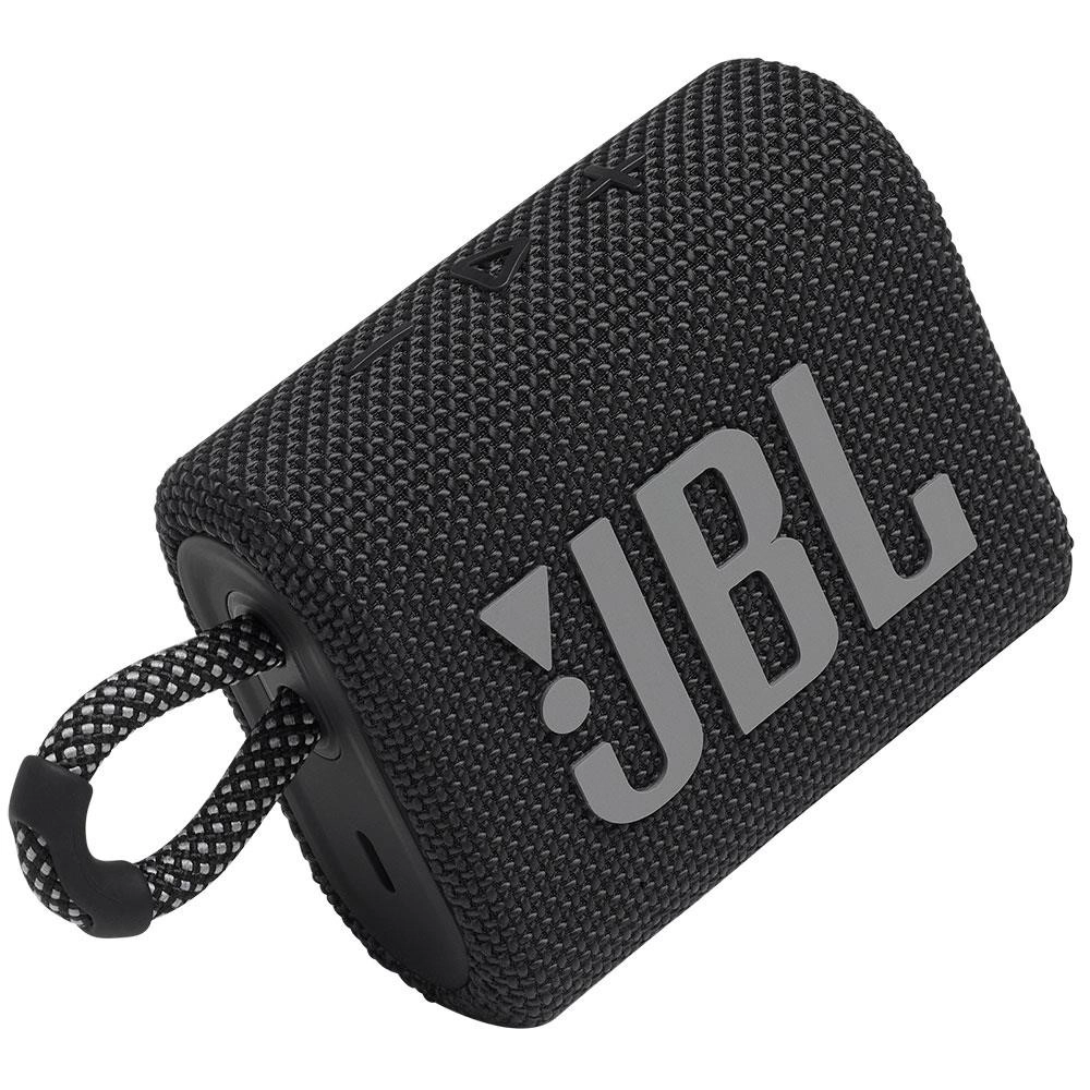 Caixa de Som Portátil Bluetooth JBL GO 3 BLK À prova d’água e Poeira Preto Bivolt