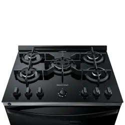 Fogão Brastemp 5 bocas Preto com duplo forno, mesa de vidro e turbo chama - BFD5VCE 220V