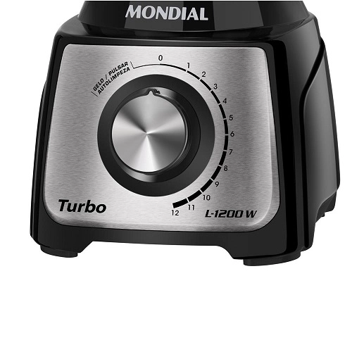 Liquidificador Mondial Turbo Black L-1200 BI 1200W 12 Velocidades Preto/Inox 220V