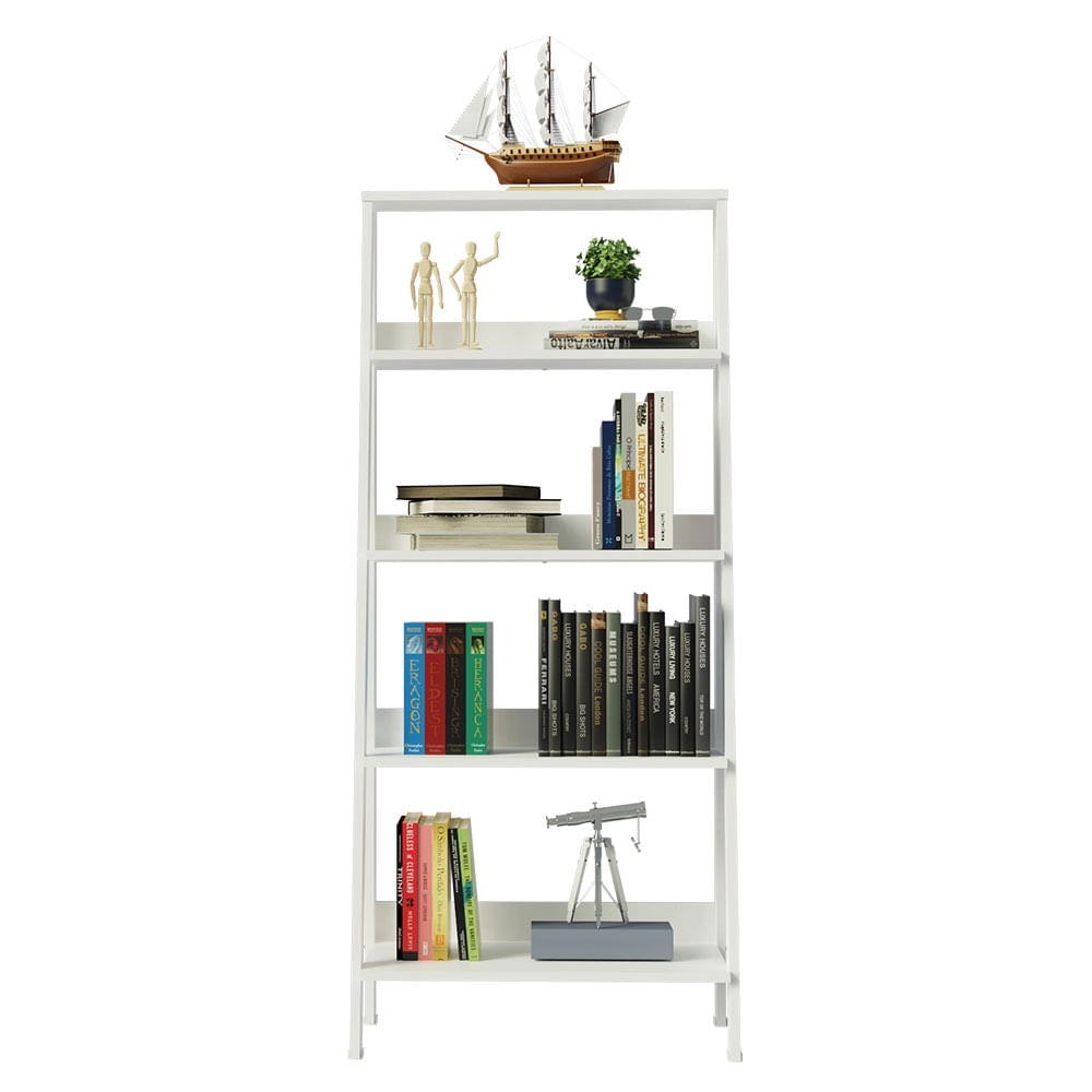 Estante Escada para Livros com 4 Prateleiras Madesa Branco Cor:Branco