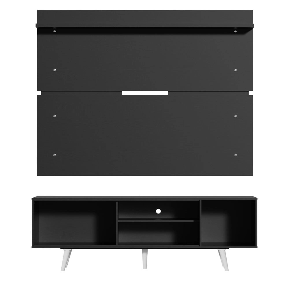 Rack Madesa Dubai e Painel para TV até 65 Polegadas com Pés Preto/Branco 7777 Cor:Preto/Branco