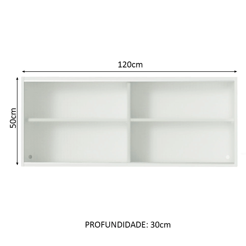 Armário Aéreo Madesa 2 Portas de Correr de Vidro para Cozinhas Glamy, Lux e Reims - Branco Cor:Branco