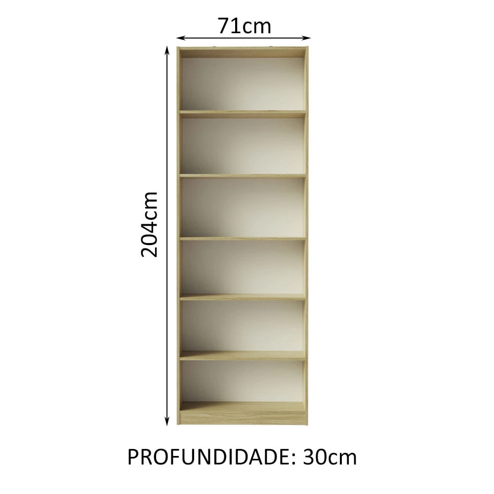 Estante Livreiro Madesa 6908 com 6 Nichos Carvalho Cor:Carvalho