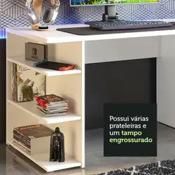 Mesa para Computador Gamer e Painel TV Madesa Branco/Preto Cor:Branco/Preto