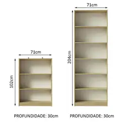 Kit Madesa Estante Livreiro 6908 + Estante Livreiro 6907 Carvalho Cor:Carvalho