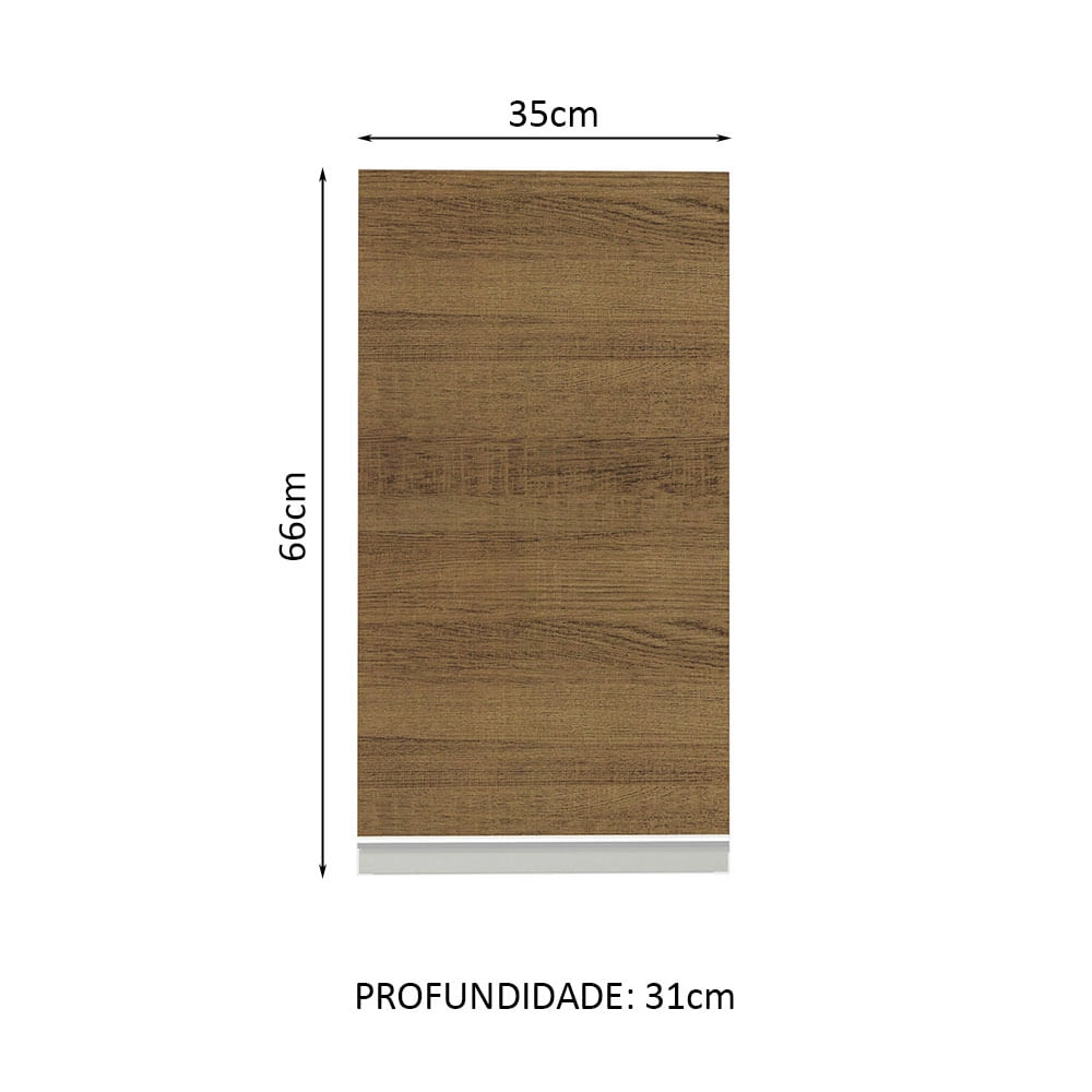 Armário Aéreo Madesa Glamy 35 cm 1 Porta Branco/Rustic Cor:Branco/Rustic