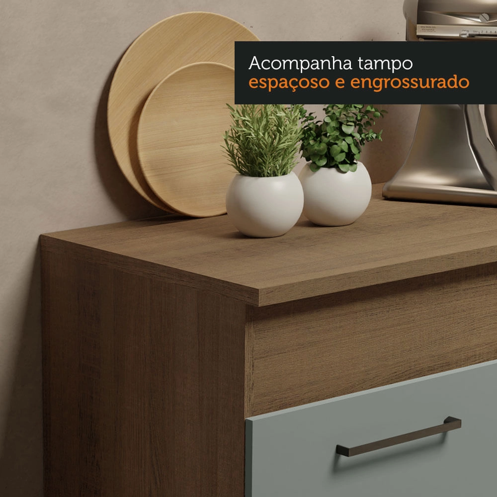 Cozinha Compacta Madesa Agata 150001 com Armário e Balcão (Com Tampo) Rustic/Cinza Cor:Rustic Cinza