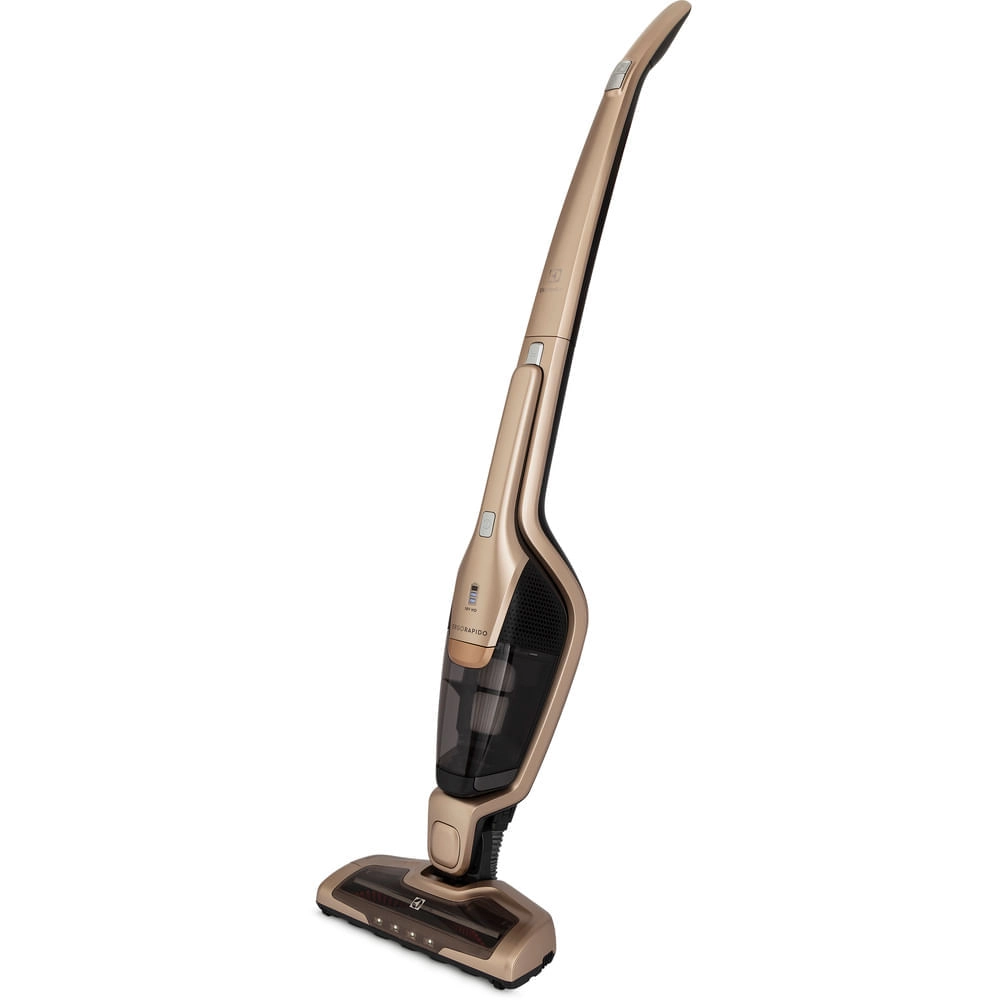 Aspirador de Pó Vertical Electrolux Ergorapido 2 em 1 Dourado Bocal PET (ERG26) - até 45 min Filtro HEPA Função BrushRollClean 460ml Bivolt