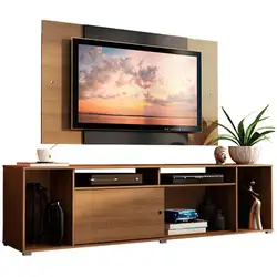 Rack Madesa Cancun e Painel para TV até 58 Polegadas Rustic/Preto Cor:Rustic/Preto