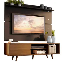 Rack Madesa Dubai e Painel para TV até 65 Polegadas com Pés Rustic/Preto 5ZD8 Cor:Rustic/Preto/Rustic