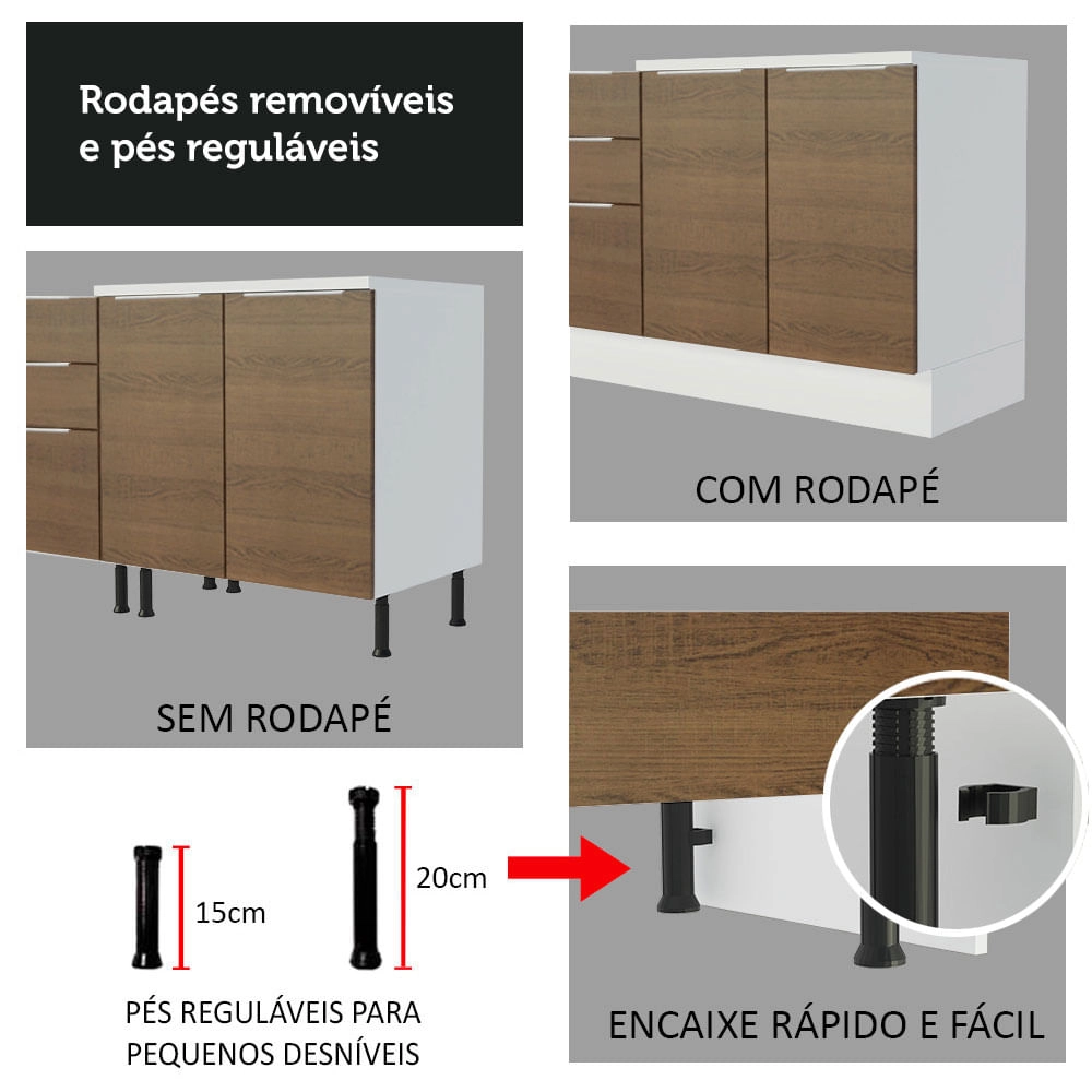 Torre Quente Madesa Stella 70 cm 3 Portas Branco/Rustic Cor:Branco/Rustic