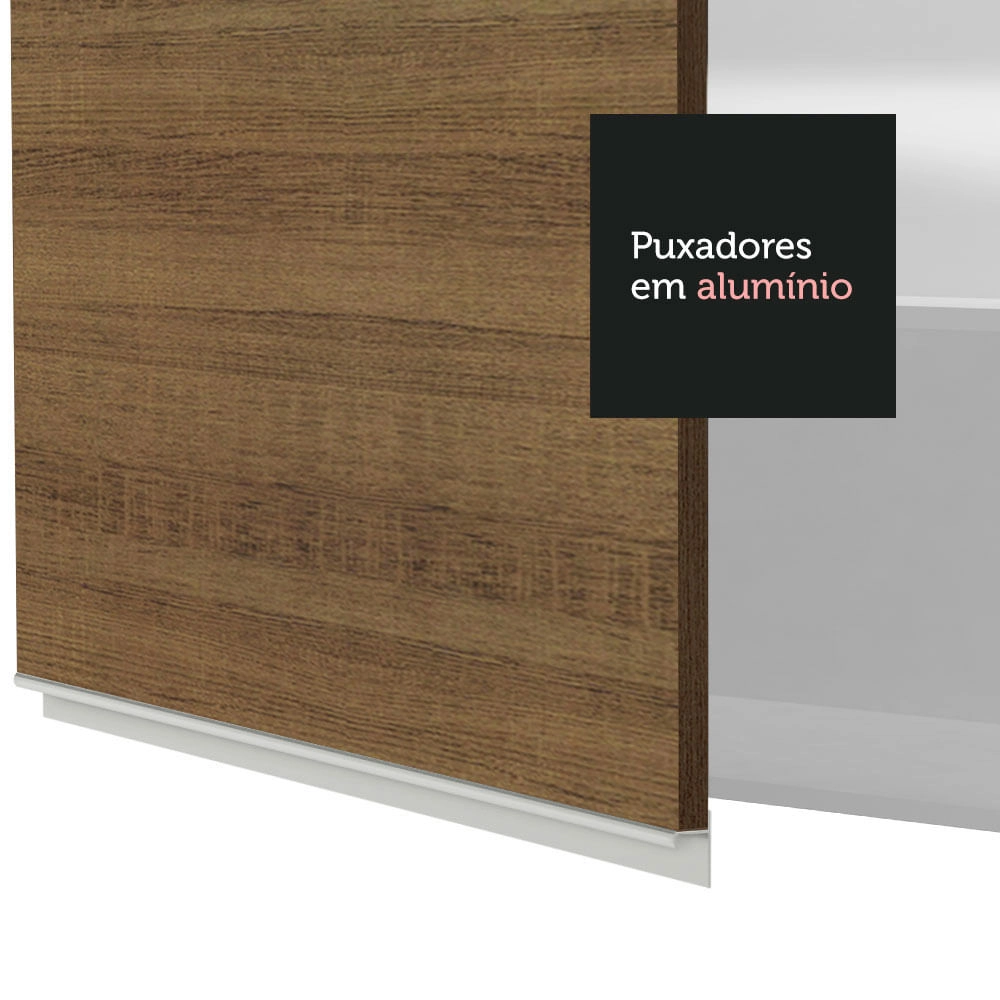 Armário Aéreo Madesa Glamy 120 cm 2 Portas Branco/Rustic Cor:Branco/Rustic