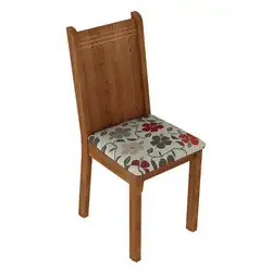 Kit 4 Cadeiras 4290 Madesa Rustic/Hibiscos Cor:Rustic/Hibiscos