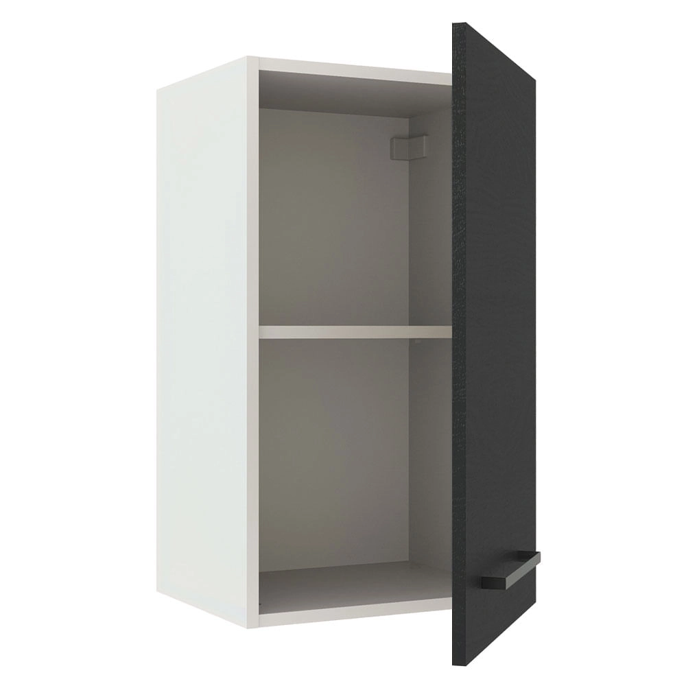 Armário Aéreo Madesa Agata 40 cm 1 Porta Branco/Preto Cor:Branco/Preto