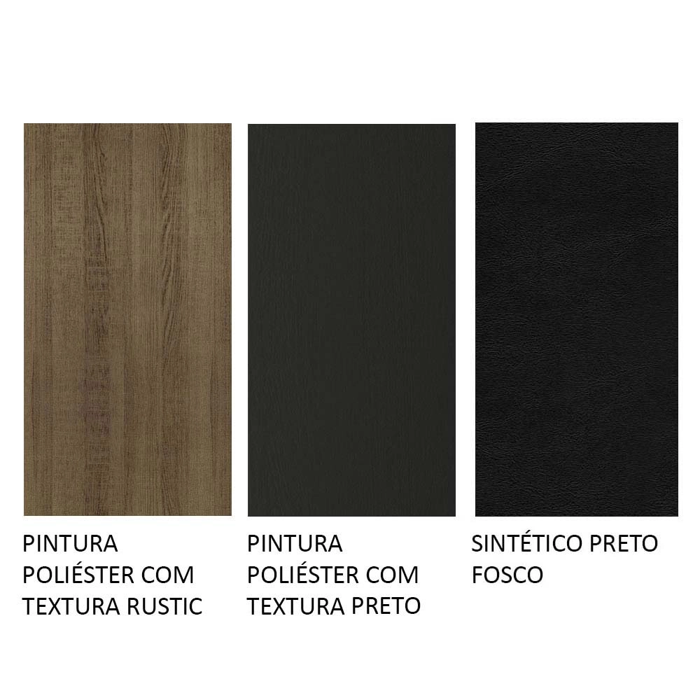 Conjunto Sala de Jantar Madesa Anita Mesa Tampo de Vidro com 4 Cadeiras Rustic/Preto/Sintético Preto Cor:Rustic/Preto/Sintético Preto