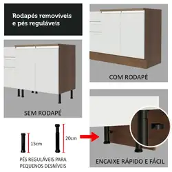 Cozinha Compacta Madesa Marina Com Armário e Balcão (Sem Tampo e Pia) Rustic/Branco Cor:Rustic/Branco