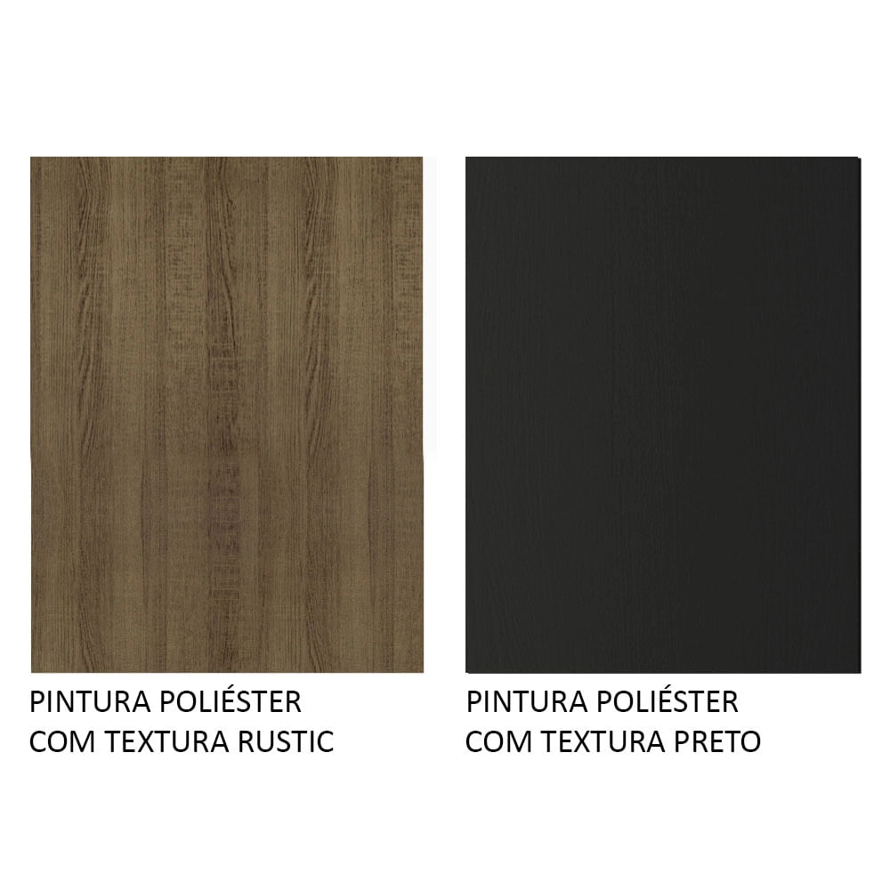 Closet Aberto Guarda-Roupa 2 Gavetas 129cm Rustic/Preto Madesa Cor:Rustic/Preto