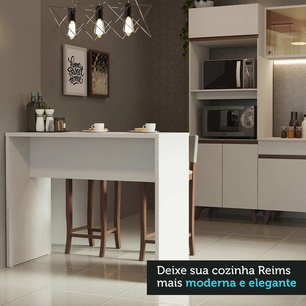 Bancada para Cozinha Reims Madesa 115 cm Branco Cor:Branco