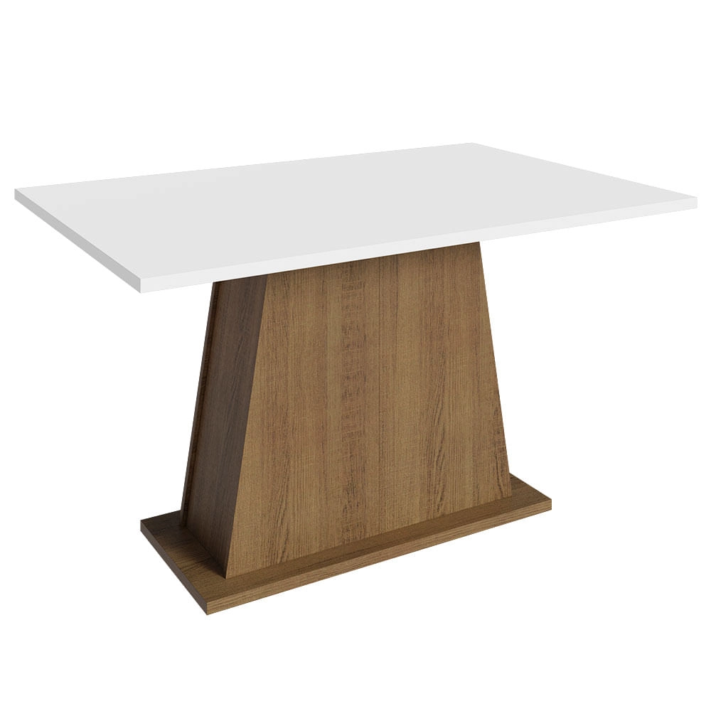 Mesa de Jantar Retangular com Tampo de Madeira Rustic/Branco 5365 Madesa Cor:Rustic/Branco