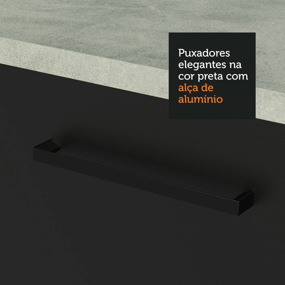 Armário Aéreo Madesa Agata 40 cm 1 Porta Branco/Preto Cor:Branco/Preto