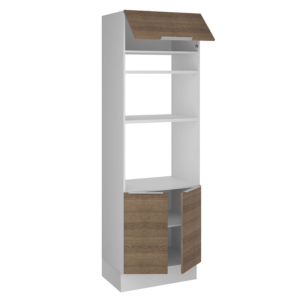 Torre Quente Madesa Stella 70 cm 3 Portas Branco/Rustic Cor:Branco/Rustic