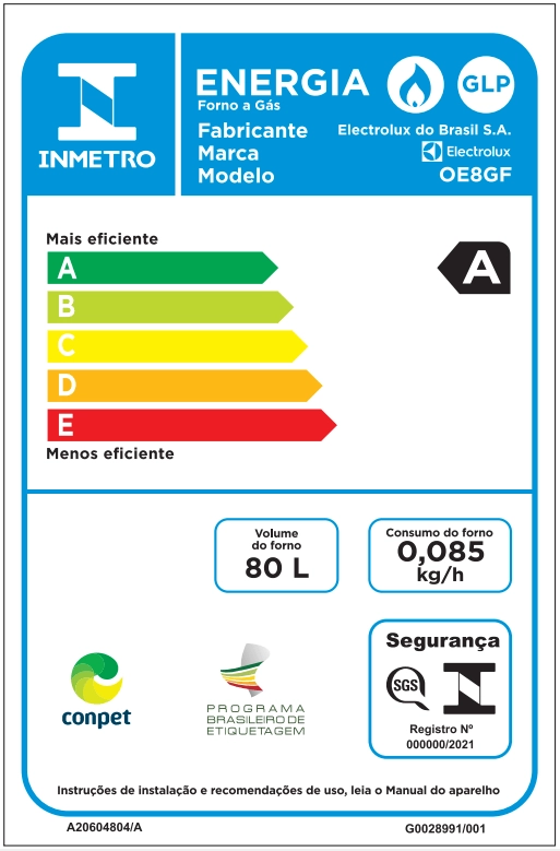 Forno de Embutir a Gás Electrolux 80L Experience com FoodSensor (OE8GF) 220V