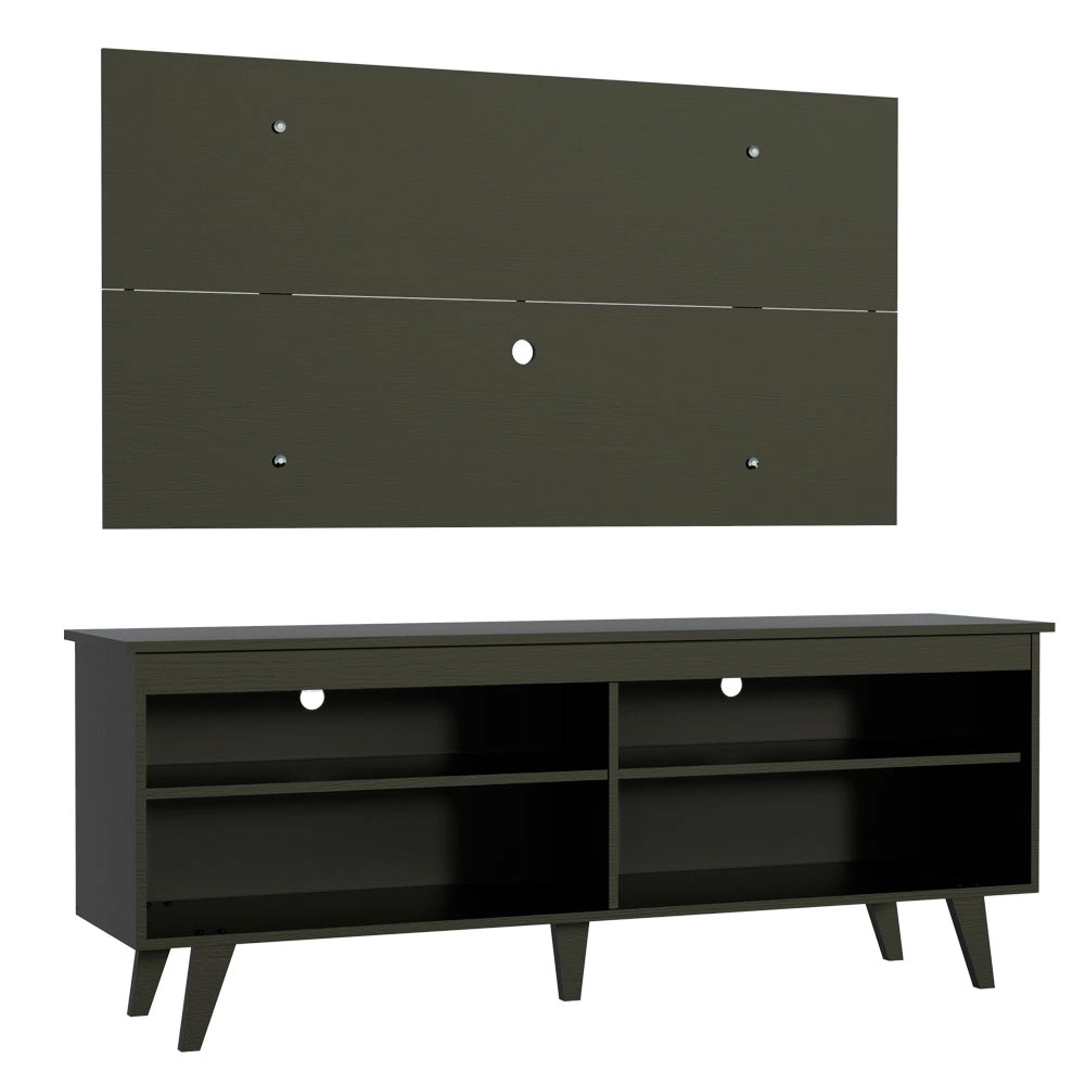 Rack Madesa Udine e Painel para TV até 55 Polegadas com Pés Preto Cor:Preto