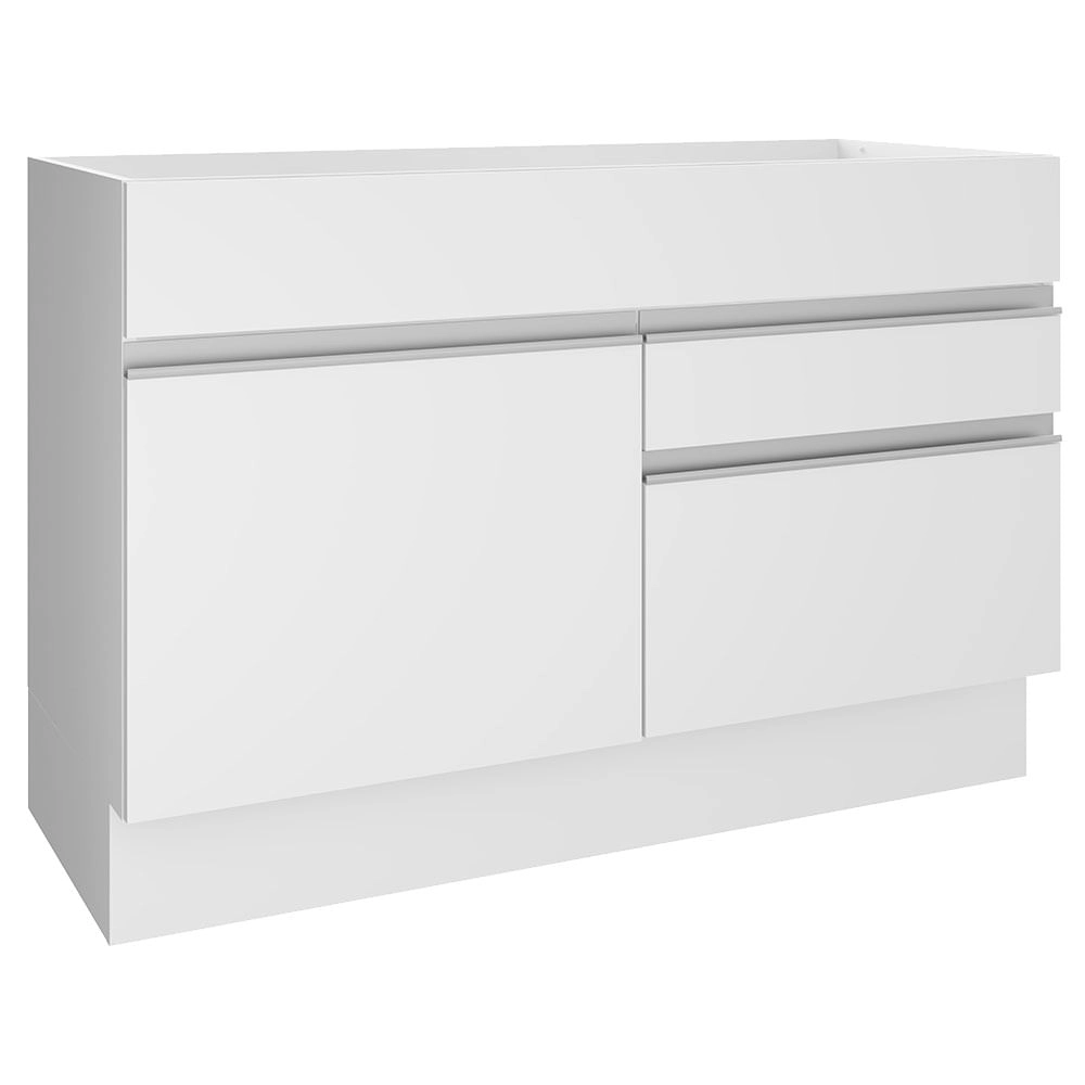 Balcão Gabinete de Pia Madesa Glamy 120 cm 1 Porta 2 Gavetas Branco Cor:Branco