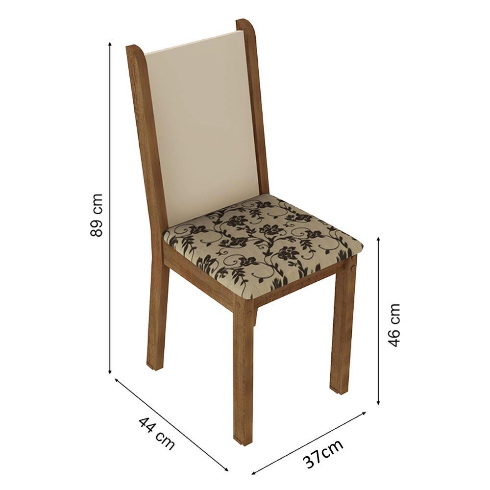 Kit 4 Cadeiras 4291 Madesa Rustic/Crema/Bege Marrom Cor:Rustic/Crema/Bege Marrom