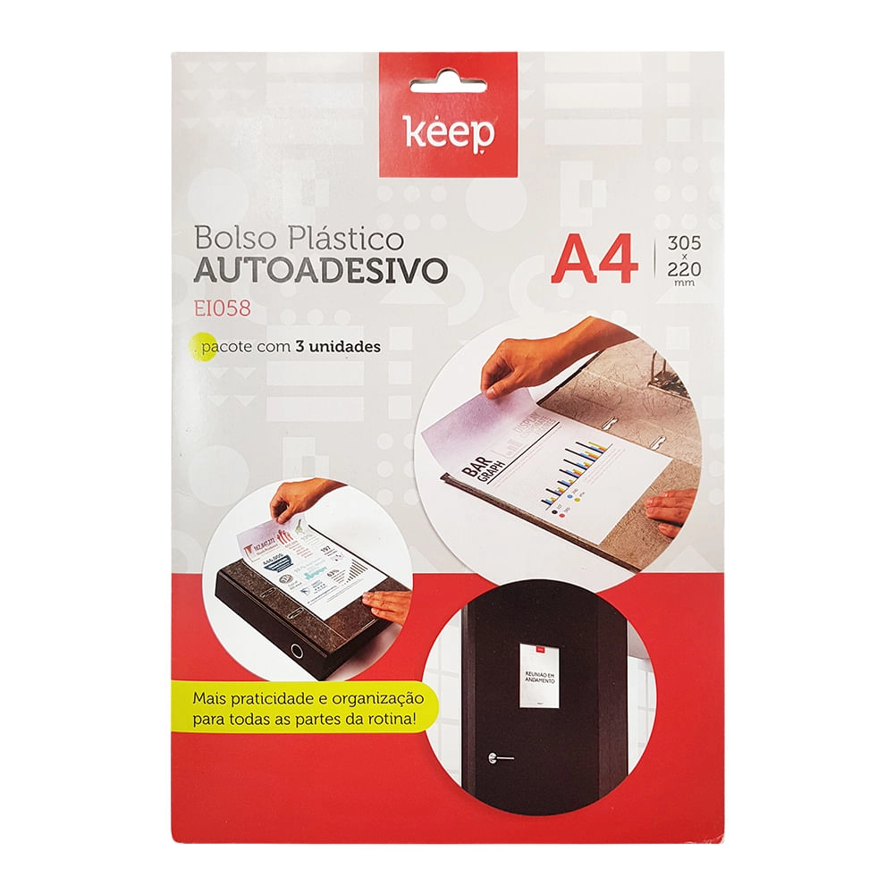 Bolso Plástico Autoadesivo A4 - 3Pcs Keep - EI058 EI058