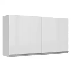 Armário Aéreo Madesa Acordes 100% MDF 120 cm 2 Portas Branco Brilho Cor:Branco