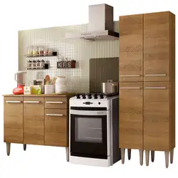 Cozinha Compacta Madesa Emilly Front com Balcão e Paneleiro Rustic Cor:Rustic