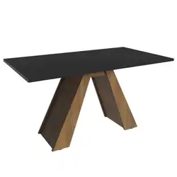 Mesa de Jantar Retangular com Tampo de Madeira Rustic/Preto 5372 Madesa Cor:Rustic/Preto