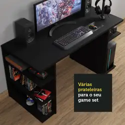 Mesa para Computador Gamer Escrivaninha 9409 Madesa Preto Cor:Preto