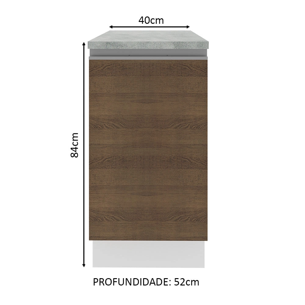 Balcão Madesa Glamy 40 cm 1 Porta Branco/Rustic Cor:Branco/Rustic