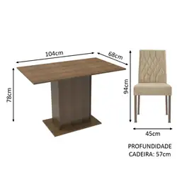 Conjunto Sala de Jantar Madesa Lia Mesa Tampo de Madeira com 2 Cadeiras Rustic/Imperial Cor:Rustic/Imperial