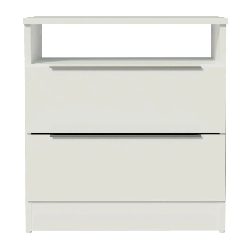 Mesa de Cabeceira Madesa 3227 com 2 Gavetas Branco Cor:Branco