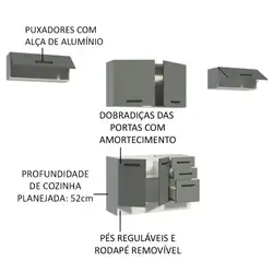 Cozinha Compacta Madesa Agata 280002 com Armário e Balcão Branco/Cinza Cor:Branco/Cinza