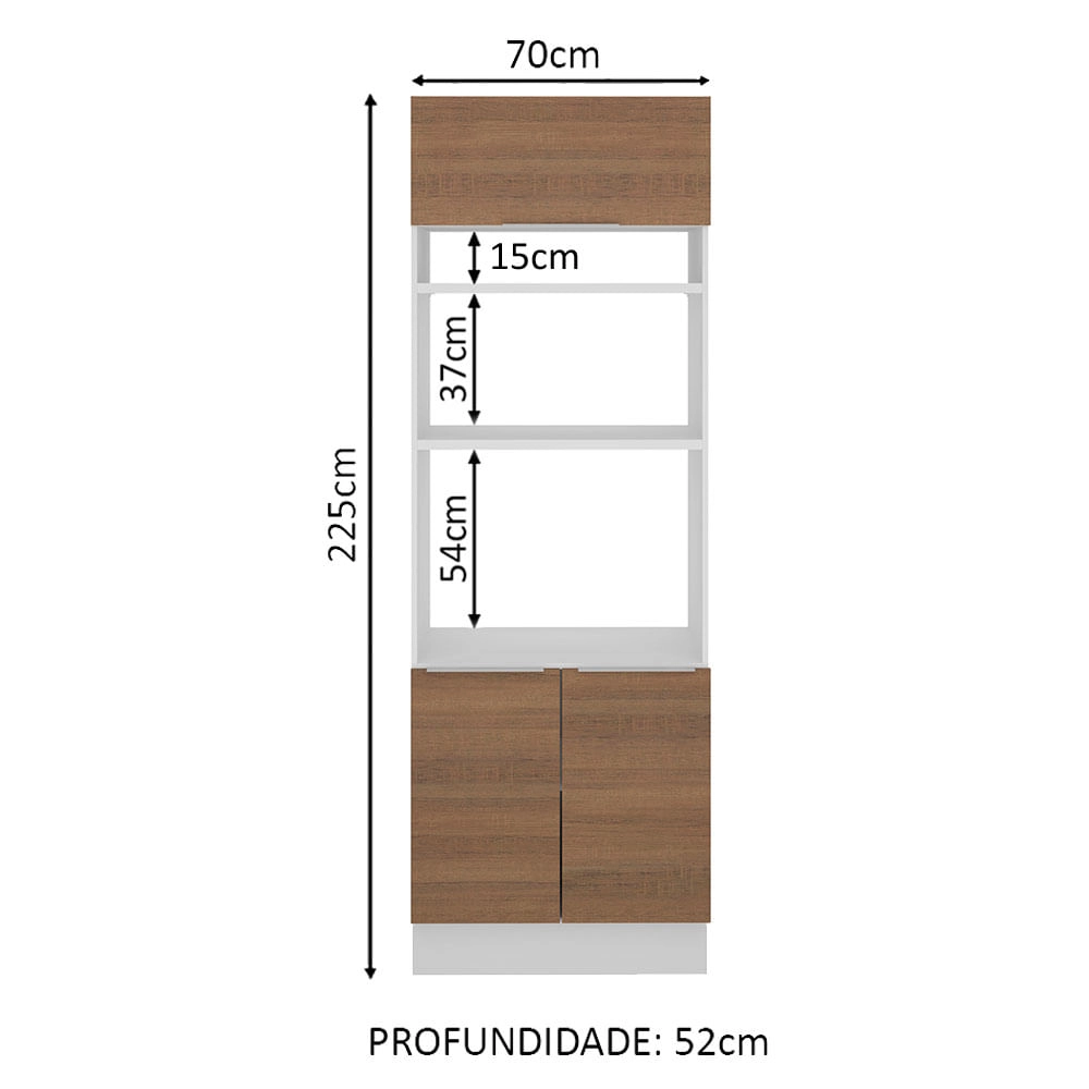 Torre Quente Madesa Stella 70 cm 3 Portas Branco/Rustic Cor:Branco/Rustic