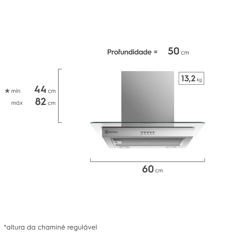 Coifa de Parede 60cm com Luz de Led Efficient Electrolux (CE6VX) 220V