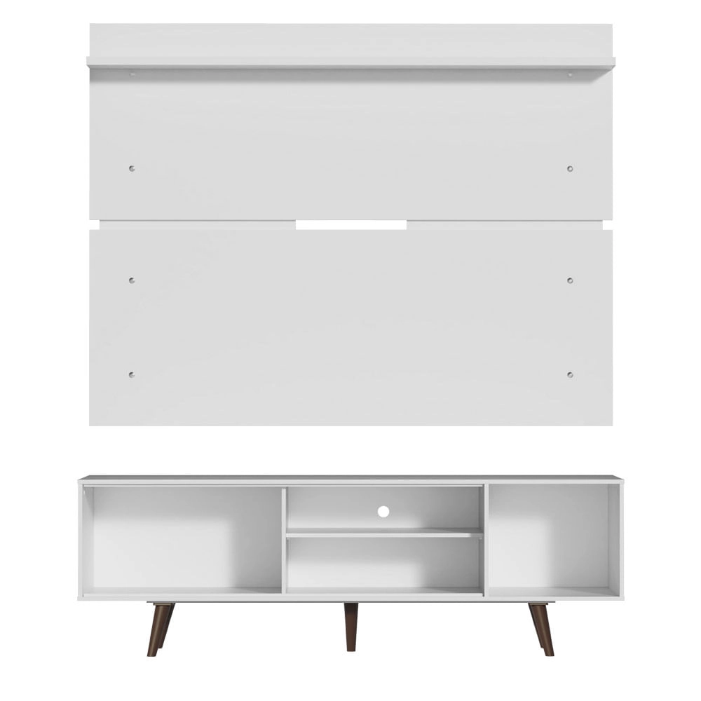 Rack Madesa Dubai e Painel para TV até 65 Polegadas com Pés Branco/Rustic Cor:Branco/Branco/Rustic