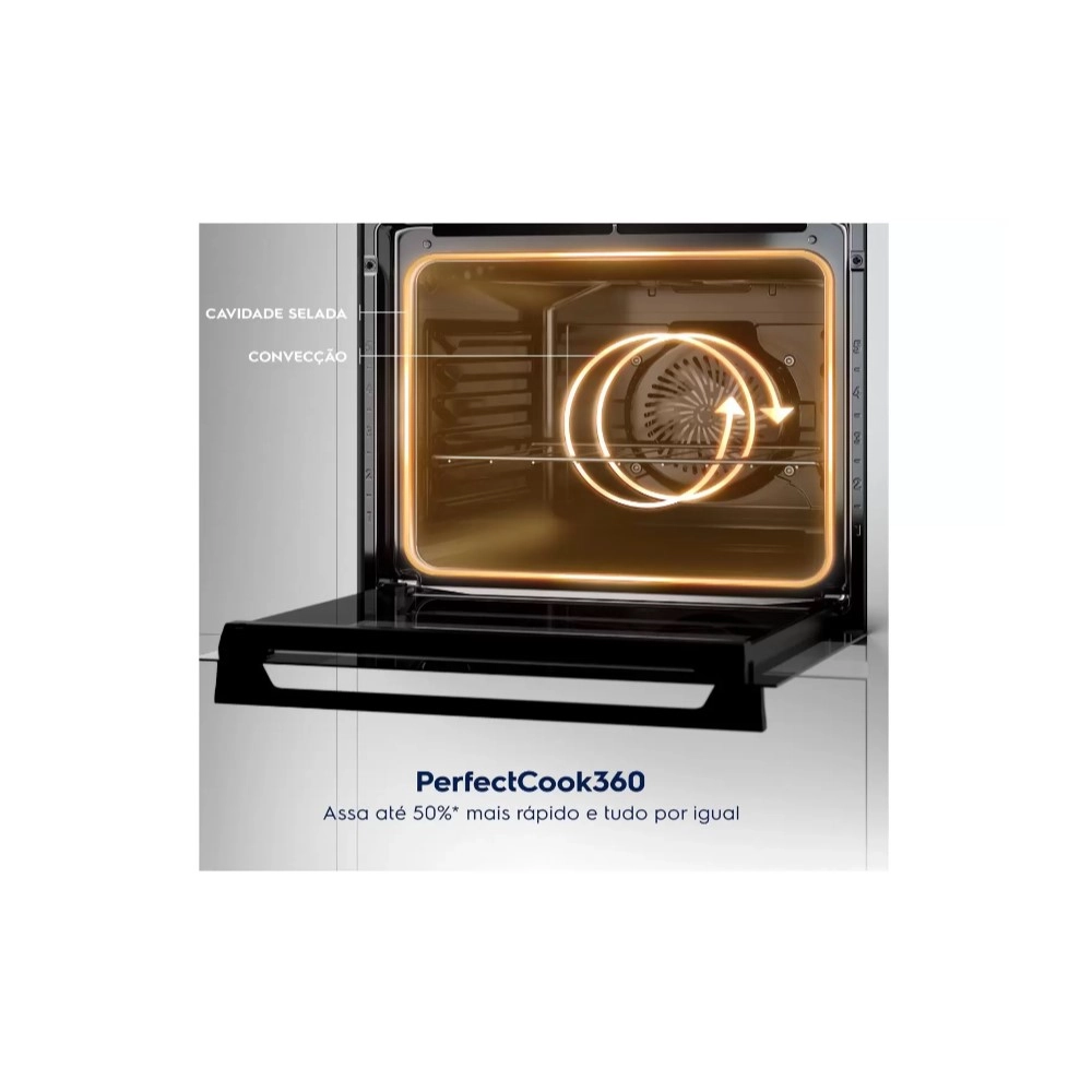 Forno de Embutir Electrolux a Gás OE8GH Efficient Com PerfectCook 360 80L Preto 220V