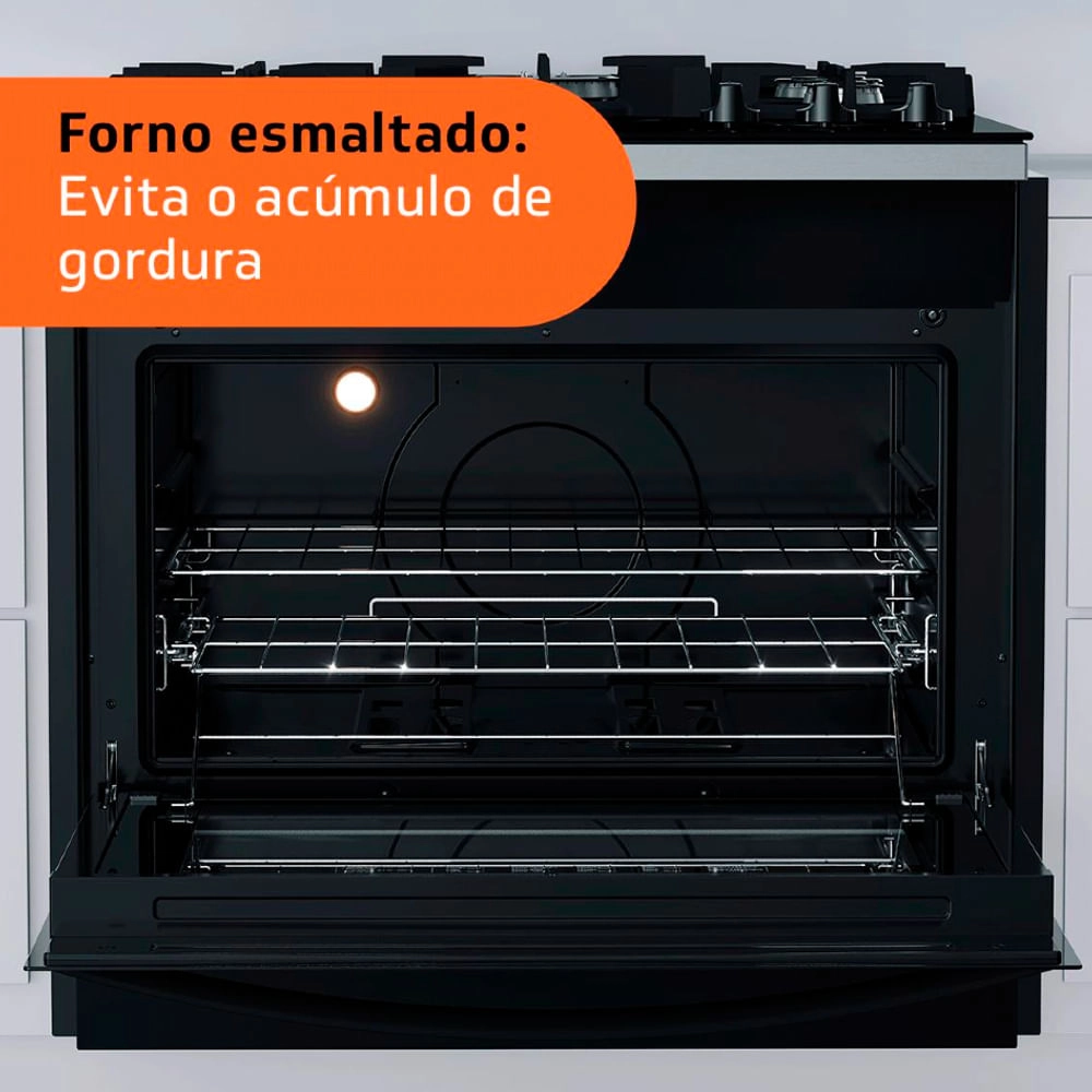 Fogão Brastemp 5 Bocas de Embutir Preto com Mesa De Vidro e Turbo Chama - BYS5VCE Bivolt