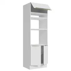 Torre-Quente Madesa Lux 70 cm 3 Portas Branco/Branco Veludo Cor:Branco/Branco Veludo