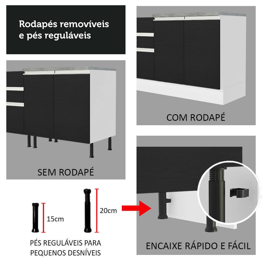 Torre Quente Madesa Glamy 70 cm 3 Portas Branco/Preto Cor:Branco/Preto