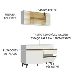 Cozinha Compacta Madesa Reims 120001 com Armário e Balcão Branco Cor:Branco