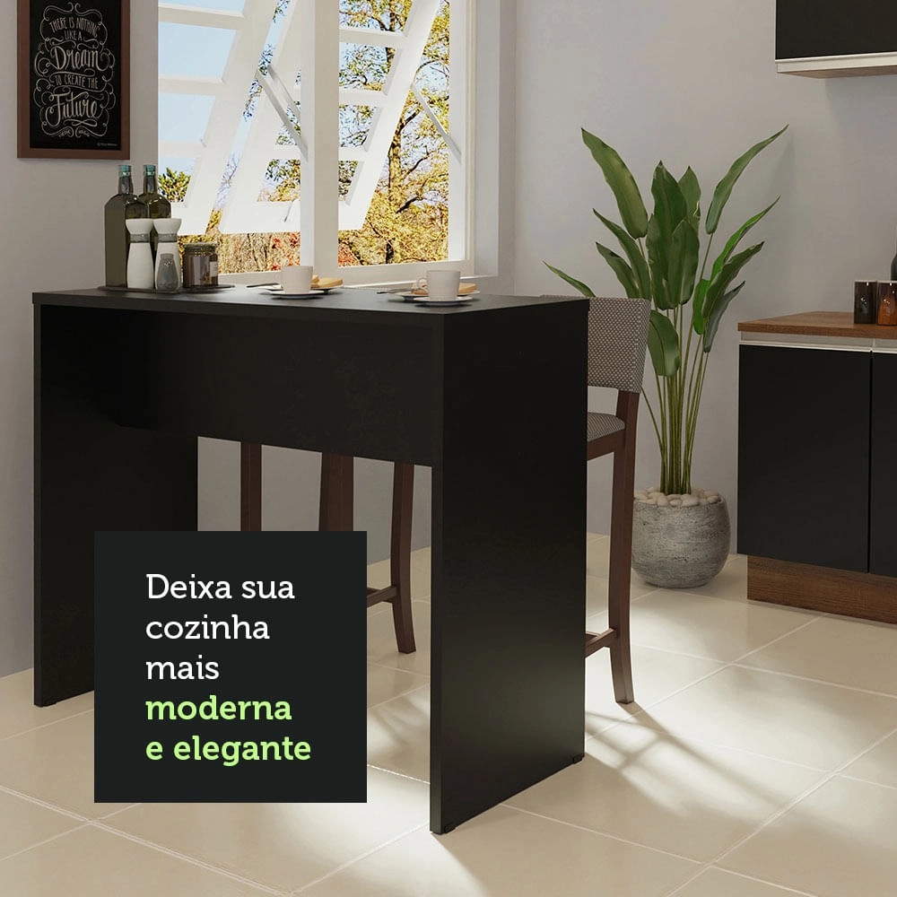 Bancada para Cozinha Madesa 115 cm Preto Cor:Preto