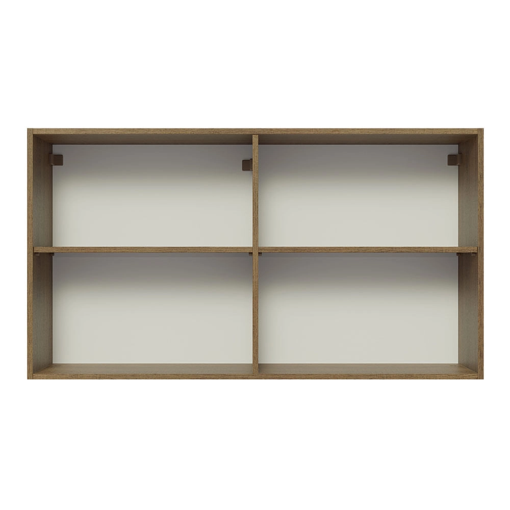 Armário Aéreo Madesa Glamy 120 cm 2 Portas Rustic/Branco Cor:Rustic/Branco