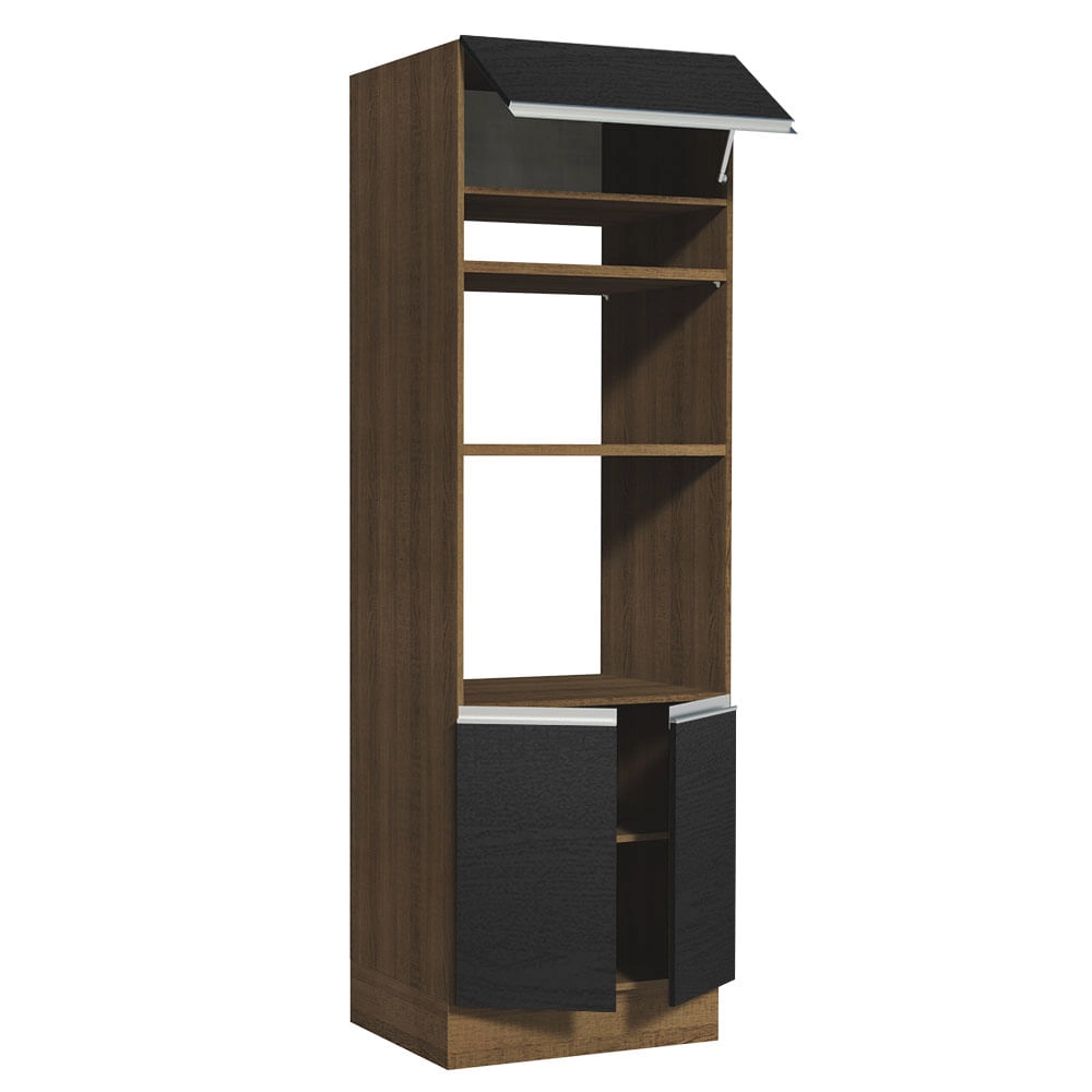 Torre Quente Madesa Glamy 70 cm 3 Portas Rustic/Preto Cor:Rustic/Preto