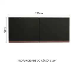 Armário Aéreo de Cozinha Madesa Reims 120 x 50 cm 2 Portas Preto Cor:Preto